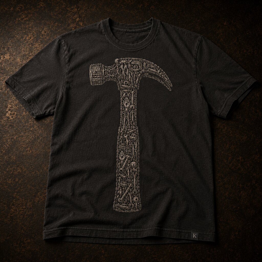 Playera Herramienta — martillo de plata hecho de herramientas